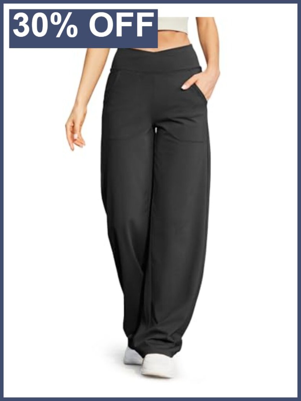 Wide Leg Yoga Pants Crossover High Waist with Pockets